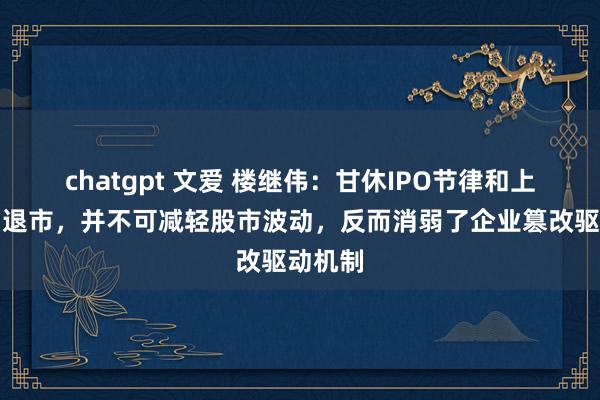 chatgpt 文爱 楼继伟：甘休IPO节律和上市公司退市，并不可减轻股市波动，反而消弱了企业篡改驱动机制