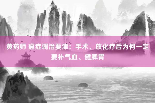 黄药师 癌症调治要津：手术、放化疗后为何一定要补气血、健脾胃