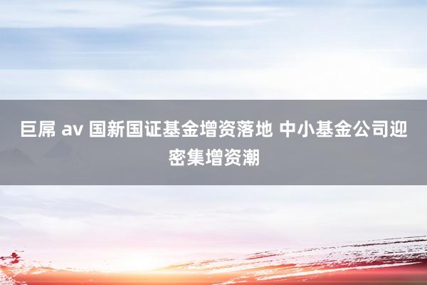 巨屌 av 国新国证基金增资落地 中小基金公司迎密集增资潮