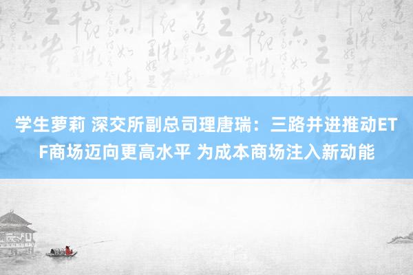 学生萝莉 深交所副总司理唐瑞：三路并进推动ETF商场迈向更高水平 为成本商场注入新动能